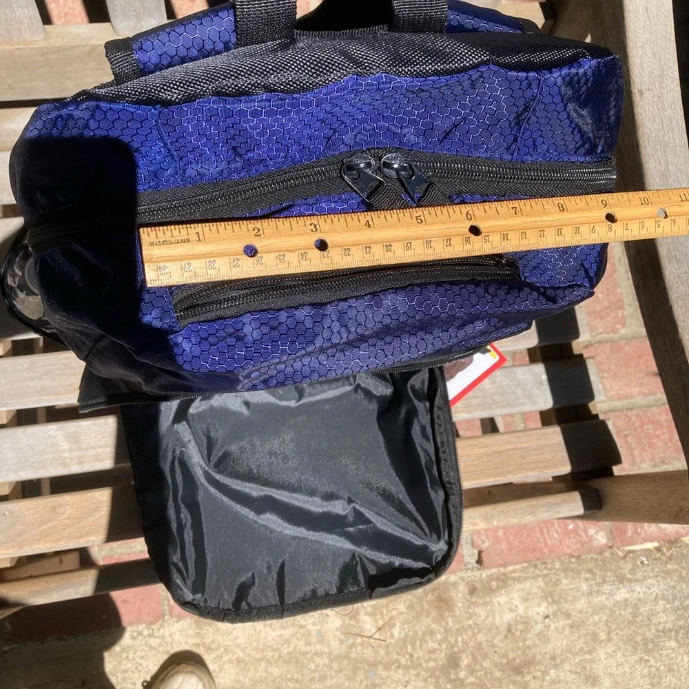 Reflective Blue Backpack Black Trim Side Pockets New